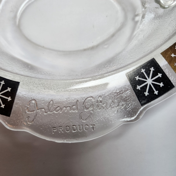 Inland Glass Platter Snowflake Atomic Starburst Pattern Meat Serving Tray EUC! - Picture 3 of 7
